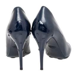 Pre Owned Tod's Blue Leather Round Toe Pumps Size 37.5