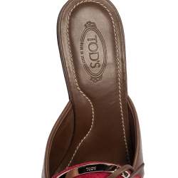 Tod's Tri Color Leather and Suede Bow Slide Sandals Size 37.5