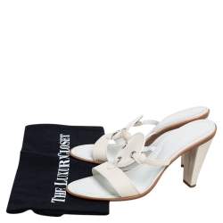 Tod's Cream Patent Leather Open  Toe Slide Sandals Size 36.5