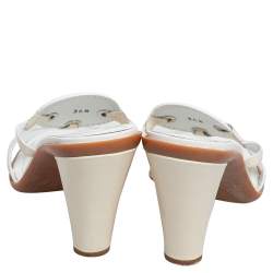 Tod's Cream Patent Leather Open  Toe Slide Sandals Size 36.5