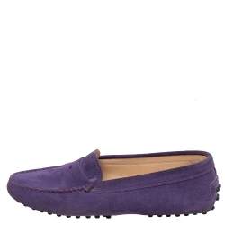 Tod's Purple Suede Penny Slip On Loafers Size 35.5