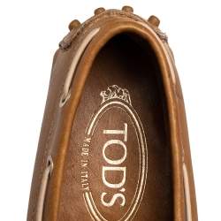 Tod's Brown Leather Bow Slip On Loafers Size 36.5