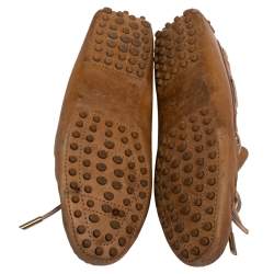 Tod's Brown Leather Bow Slip On Loafers Size 36.5
