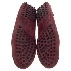 Pre Owned Tod's Burgundy Suede Gommino Slip On Loafers Size 37