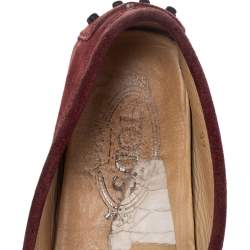 Pre Owned Tod's Burgundy Suede Gommino Slip On Loafers Size 37