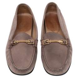 Pre Owned Tod's Beige Leather Buckle Slip On Loafers Size 38.5