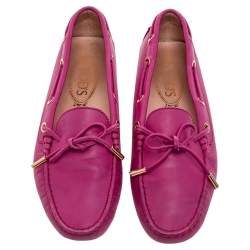 Tod's Pink Leather Gommino Slip On Loafers Size 38