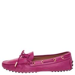 Tod's Pink Leather Gommino Slip On Loafers Size 38