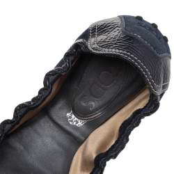 Pre Owned Tod's Multicolor Leather And Suede Bow Scrunch Ballet Flats Size 37