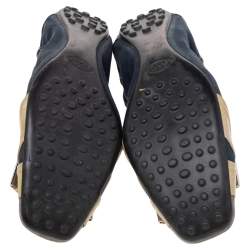 Pre Owned Tod's Multicolor Leather And Suede Bow Scrunch Ballet Flats Size 37