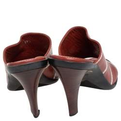 Pre Owned Tod's Brown Leather Open Toe Mule Sandals Size 39.5