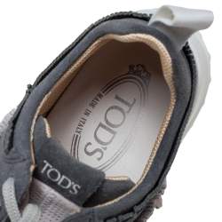 Pre Owned Tod's Grey/Navy Blue Suede Low Top Sneakers Size 38