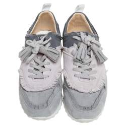 Pre Owned Tod's Grey/Navy Blue Suede Low Top Sneakers Size 38