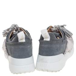 Pre Owned Tod's Grey/Navy Blue Suede Low Top Sneakers Size 38