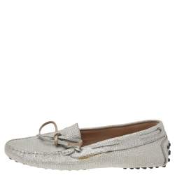 Tod's Silver Glitter Slip on Loafers Size 36