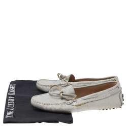 Tod's Silver Glitter Slip on Loafers Size 36