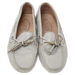 Tod's Silver Glitter Slip on Loafers Size 36