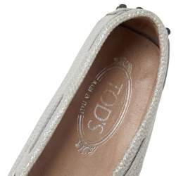 Tod's Silver Glitter Slip on Loafers Size 36