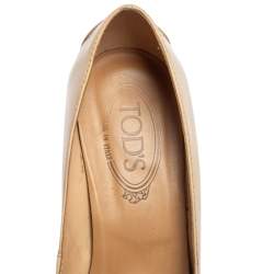 Pre Owned Tod's Beige Leather Block Heel Pumps Size 38