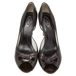 Pre Owned Tod's Dark Brown Leather Pumps Size 40