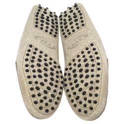 مملوكة مسبقًا حذاء لوفرز تودز غليتر ذهبي مزين حرف تي مزدوج سليب أون مقاس 39.5