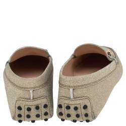 مملوكة مسبقًا حذاء لوفرز تودز غليتر ذهبي مزين حرف تي مزدوج سليب أون مقاس 39.5