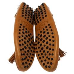 Pre Owned Tod's Brown Leather Slip on Loafers Size 37