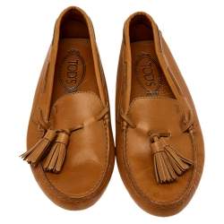 Pre Owned Tod's Brown Leather Slip on Loafers Size 37