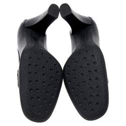 Pre Owned حذاء كعب عالي تودز بيني جلد أسود مقاس 36.5