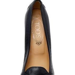 Pre Owned حذاء كعب عالي تودز بيني جلد أسود مقاس 36.5