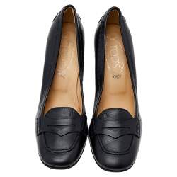 Pre Owned حذاء كعب عالي تودز بيني جلد أسود مقاس 36.5