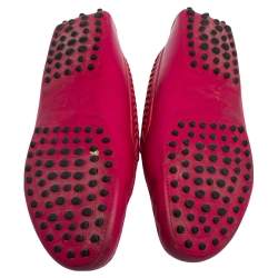 Pre Owned Tod's Fuchsia Leather Whip Stitch Detail Penny Slip On Loafers Size 38