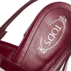 Tod's Red/White  Patent And Leather Block Heel Slingback Sandals Size 38.5