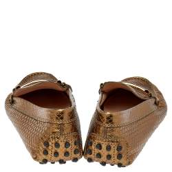 Pre Owned حذاء لوفرز تودز سليب أون جلد منقوش ذهبي ميتاليك مقاس 36