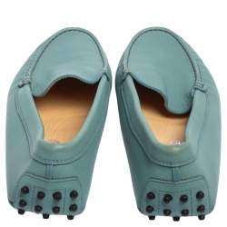 Pre Owned Tod's Blue Leather Slip On Loafers 37.5