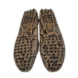 مملوكة مسبقًا Tod's Beige/Brown Python  Slip On Bow Loafers Size 39