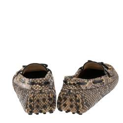 مملوكة مسبقًا Tod's Beige/Brown Python  Slip On Bow Loafers Size 39