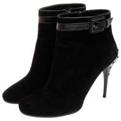 Pre Owned Tod's Black Suede Ankle Boots Size 39.5