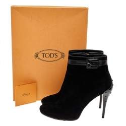 Pre Owned Tod's Black Suede Ankle Boots Size 39.5