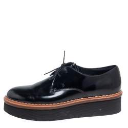 Pre Owned Tod's Black Patent Leather Platform Oxford Size 38
