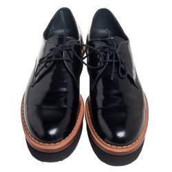 Pre Owned Tod's Black Patent Leather Platform Oxford Size 38