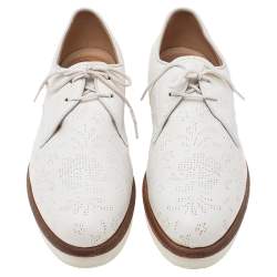 Tod's White Laser Cut Leather Lace Up Derby Size 37