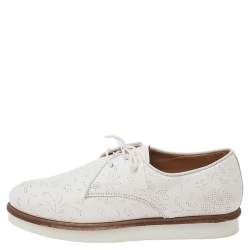 Tod's White Laser Cut Leather Lace Up Derby Size 37