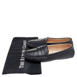 Pre Owned Tod's Black Leather Penny Slip On Loafers Size 36