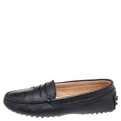 Pre Owned Tod's Black Leather Penny Slip On Loafers Size 36