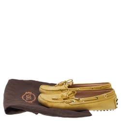 Tod's Yellow Leather Gommino Slip On Loafers Size 38