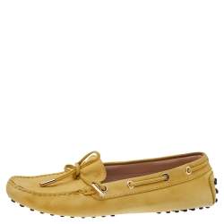 Tod's Yellow Leather Gommino Slip On Loafers Size 38