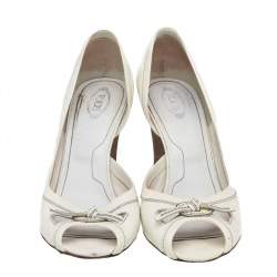 Tod's White Patent Leather Peep Toe D'orsay Pumps Size 40.5