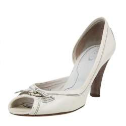 Tod's White Patent Leather Peep Toe D'orsay Pumps Size 40.5