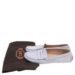 Pre Owned Tod's Grey Nubuck Leather Penny Slip On Loafers Size 35